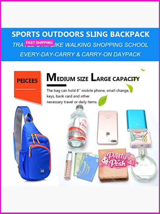Waterproof Unisex Sling Backpack Chest Crossbody Daypack Lightweight Nylon main image 4